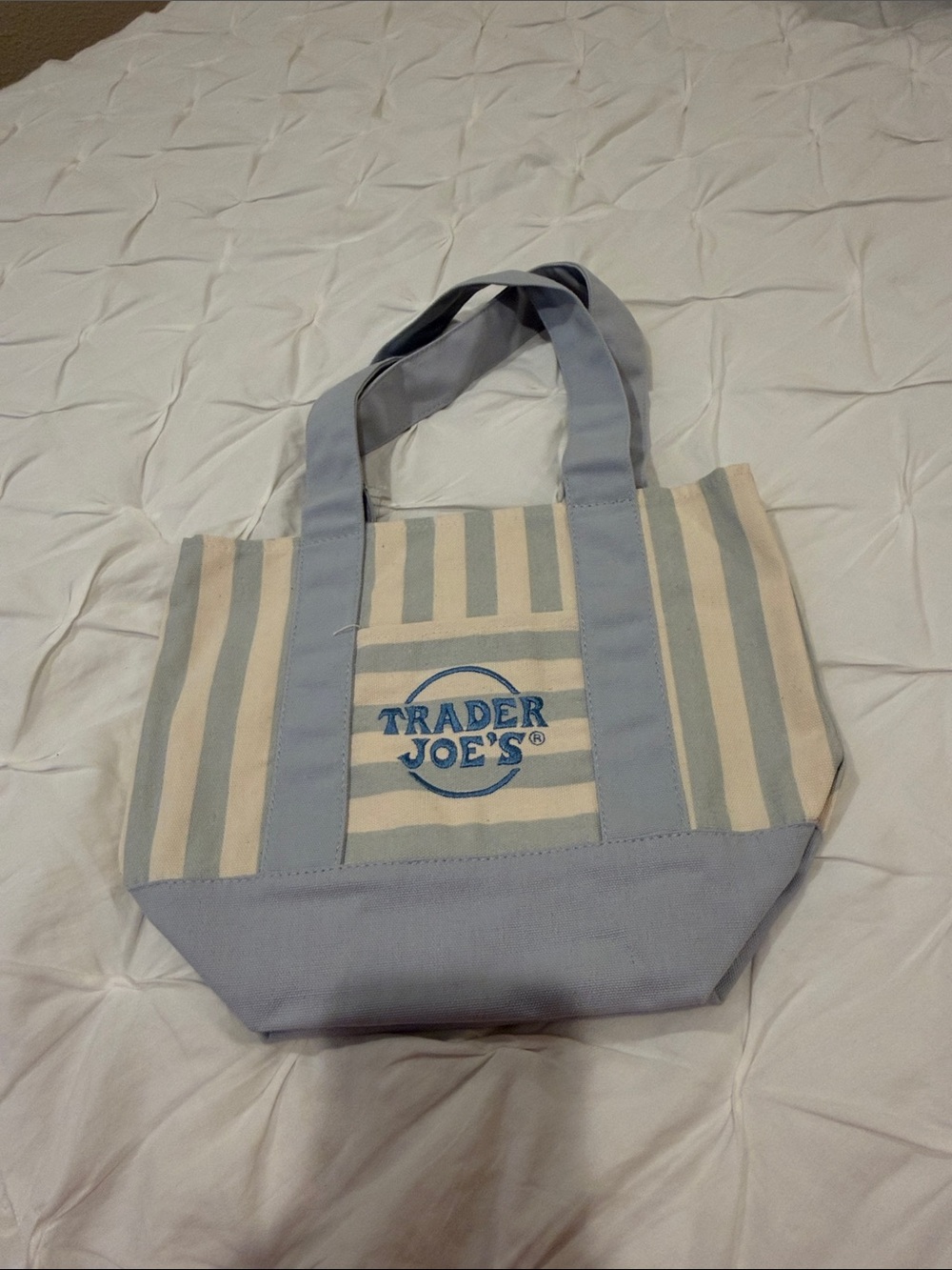 New Trader Joe's Striped Canvas Mini Tote Bag Summer 2026 - Picture 5 of 5